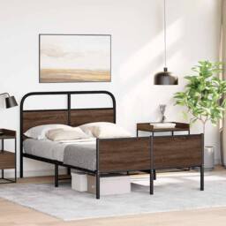 Berkfield Home Bed Frame without Mattress 140x200 cm Brown Oak Engineered Wood - thumbnail 4
