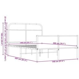 Berkfield Home Bed Frame without Mattress 140x200 cm Brown Oak Engineered Wood - thumbnail 9