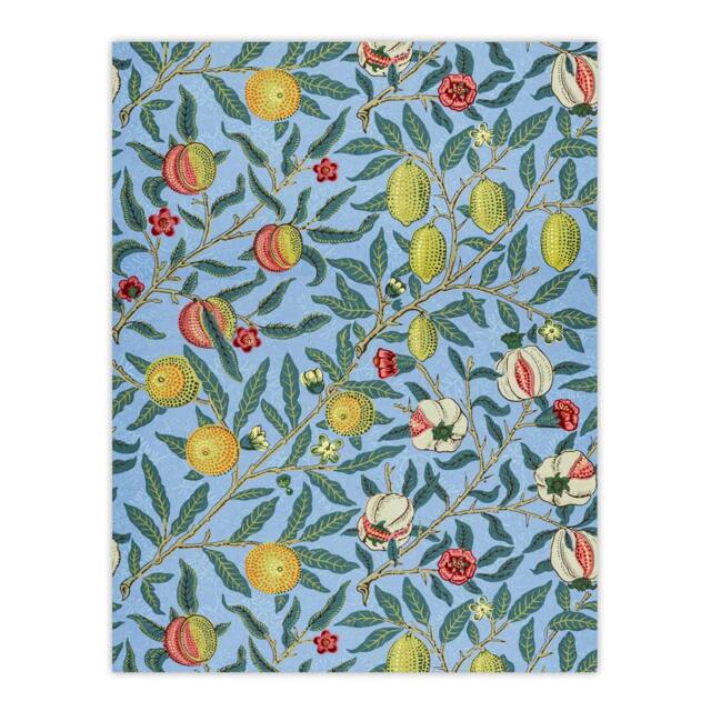 "Artery8 Four Fruits Vibrant Pattern Vintage Wall Art Print William Morris in Black - Size: W24"" x H32""" - image 1