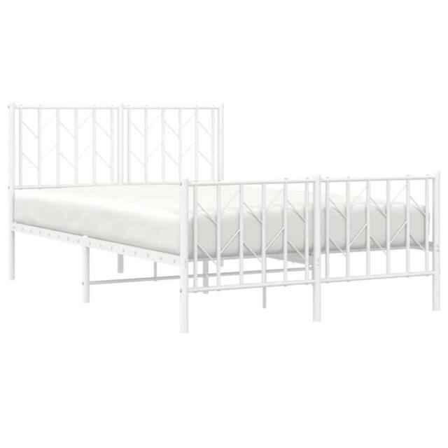 Berkfield Home Metal Bed Frame without Mattress with Footboard¬†White 120x190cm in White - Size: 120x190 cm - image 1