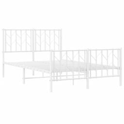 Berkfield Home Metal Bed Frame without Mattress with Footboard¬†White 120x190cm in White - Size: 120x190 cm - thumbnail 4