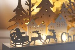 Marco Paul Christmas Wooden Light Up Sign Festive Village Scene with Warm White LED - thumbnail 5