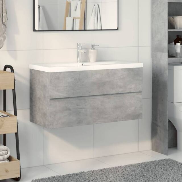Berkfield Home Durable 2 Piece Bathroom Furniture Set Concrete Grey Engineered Wood - image 1