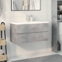 Berkfield Home Durable 2 Piece Bathroom Furniture Set Concrete Grey Engineered Wood - thumbnail 1