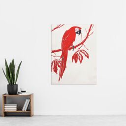 "Artery8 Red Scarlet Macaw Parrot Bird on Tree Branch Wall Art Print - Size: W24"" x H32""" - thumbnail 4
