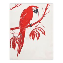 "Artery8 Red Scarlet Macaw Parrot Bird on Tree Branch Wall Art Print - Size: W24"" x H32""" - thumbnail 1