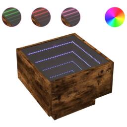Berkfield Home Side Table with LED Smoked Oak 40x40x30 cm Engineered Wood in Brown - Size: 40 x 40 x 30 cm - thumbnail 1