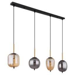 Netlighting Blacky Bar Pendant Ceiling Light Matt Black Smoke Glass Shade 4x E14 - thumbnail 2