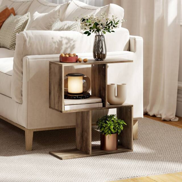 HOMCOM Side Table, Narrow End Table with Storage Shelves in Light Oak - image 1