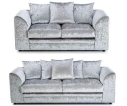 Furniture 786 Bella Crushed Velvet 3&2 Seater Sofa Set in Silver - thumbnail 1