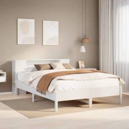 Berkfield Home Decorative Bookcase Bed without Mattress White 160x200 cm Solid W - thumbnail 2