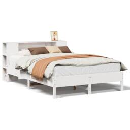 Berkfield Home Decorative Bookcase Bed without Mattress White 160x200 cm Solid W - thumbnail 3