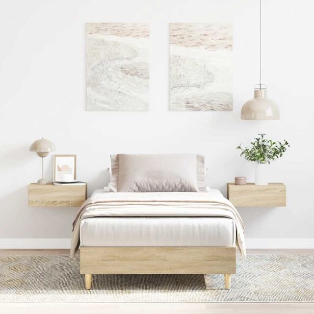 Berkfield Home Bed Frame No Mattress Sonoma Oak 100x200 cm Engineered Wood in Brown - image 1