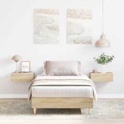 Berkfield Home Bed Frame No Mattress Sonoma Oak 100x200 cm Engineered Wood in Brown - thumbnail 1