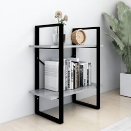 Berkfield Home 2-Tier Book Cabinet Concrete Grey 60x30x70 cm Engineered Wood - Size: 60 x 30 x 70 cm - thumbnail 3