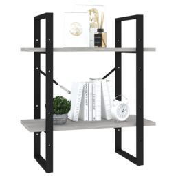 Berkfield Home 2-Tier Book Cabinet Concrete Grey 60x30x70 cm Engineered Wood - Size: 60 x 30 x 70 cm - thumbnail 4