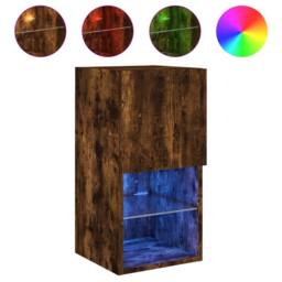 Berkfield Home TV Cabinets with LED Lights 2 pcs Smoked Oak 30.5x30x60 cm in Brown - thumbnail 6