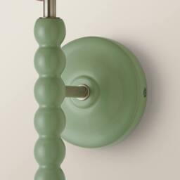 ValueLights Bobbins Sage Green Wall Light with Linen Trim Lamp Shade & LED Bulb in Pale Pink - thumbnail 5