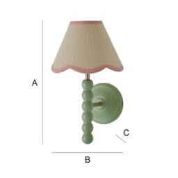 ValueLights Bobbins Sage Green Wall Light with Linen Trim Lamp Shade & LED Bulb in Pale Pink - thumbnail 7