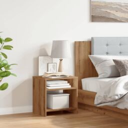 Berkfield Home Bedside Cabinet¬†Aritisian Oak 40x30x40 cm Engineered Wood in Brown - Size: 40 x 30 x 40 cm - thumbnail 3