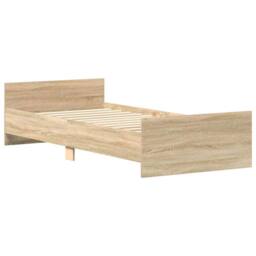 Berkfield Home Bed Frame Sonoma Oak 75x190 cm Small Single Engineered Wood in Light Tan - thumbnail 4
