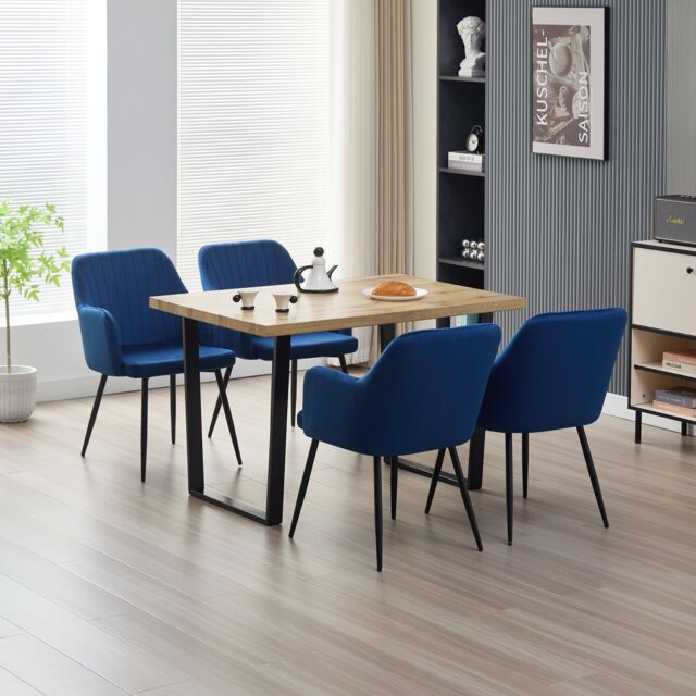 Outdoor Living Colorado Dining Table with 4 Blue Charlotte Velvet Chairs - image 1