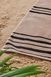 Catherine Lansfield 'Banded Stripe' Cotton Beach Towel Pair in Cream - thumbnail 2