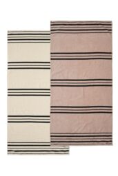 Catherine Lansfield 'Banded Stripe' Cotton Beach Towel Pair in Cream - thumbnail 4