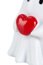 Living and Home Mini Halloween Ghost Figurine Holding Red Heart Cute Resin Ornament for Table, Shelf & Windowsill in White - thumbnail 5