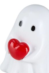 Living and Home Mini Halloween Ghost Figurine Holding Red Heart Cute Resin Ornament for Table, Shelf & Windowsill in White - thumbnail 4