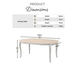 FurnitureboxUK Newport Oval Whitewash & Light Grey Wood 6 Seater Dining Table in White - thumbnail 7