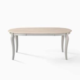 FurnitureboxUK Newport Oval Whitewash & Light Grey Wood 6 Seater Dining Table in White - thumbnail 3