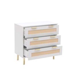 Moderna Chest of Drawers Rattan Fronts White - thumbnail 1