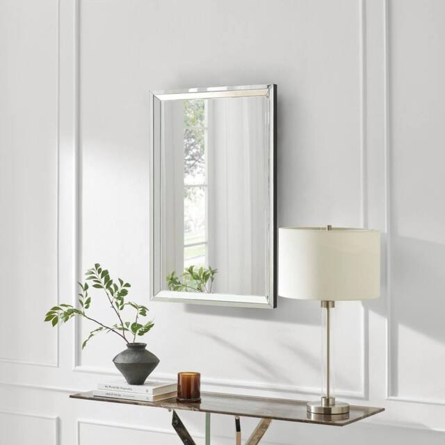 FurnitureboxUK Roux Large Rectangle 90x60cm Wall Mirror in Metallics - Size: 90x60 cm - image 1