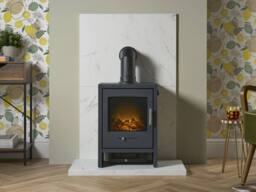 Acantha Fires & Fireplaces Acantha x2 Tile & Hearth Set in White Marble Effect - thumbnail 7