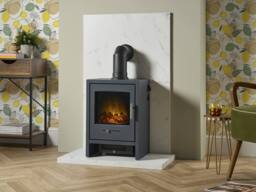 Acantha Fires & Fireplaces Acantha x2 Tile & Hearth Set in White Marble Effect - thumbnail 2