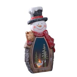 Samuel Alexander 45cm Light up Christmas Woodsman Frosty Glow Snowman with LEDs in Brown - thumbnail 8