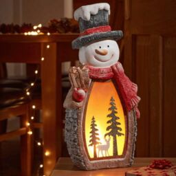 Samuel Alexander 45cm Light up Christmas Woodsman Frosty Glow Snowman with LEDs in Brown - thumbnail 4