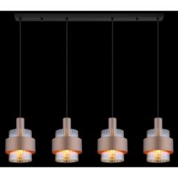 Netlighting Milley Bar Pendant Ceiling Light Matt Black Amber Glass Shade 4x E27 in Brown - thumbnail 5
