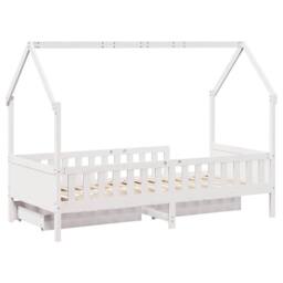 Berkfield Home Kids Bed Frame with Drawers without Mattress 80x200 cm Solid Wood in White - thumbnail 8