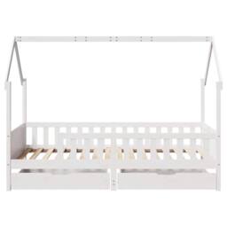 Berkfield Home Kids Bed Frame with Drawers without Mattress 80x200 cm Solid Wood in White - thumbnail 4