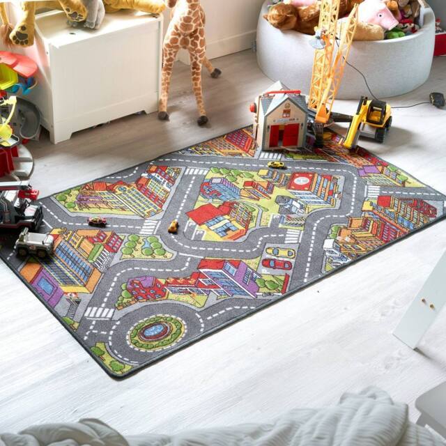 Bravich LTD Children's Big City Mat Town Car Roads Rug - Size: 100 cm x 190 cm - image 1