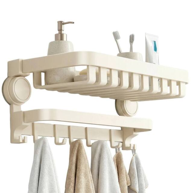 Havendro 60cm Milky White Suction Cup Foldable Wall Towel Bar in Off-White - image 1