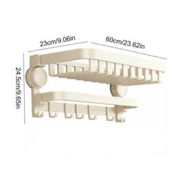 Havendro 60cm Milky White Suction Cup Foldable Wall Towel Bar in Off-White - thumbnail 2