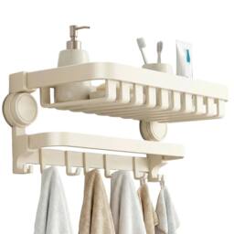 Havendro 60cm Milky White Suction Cup Foldable Wall Towel Bar in Off-White - thumbnail 1