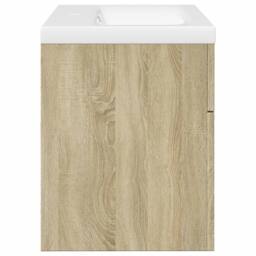 Berkfield Home Bathroom Sink Cabinet with Built-in Basin Sonoma Oak in Light Tan - thumbnail 7