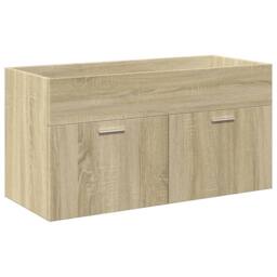 Berkfield Home Bathroom Sink Cabinet with Built-in Basin Sonoma Oak in Light Tan - thumbnail 5