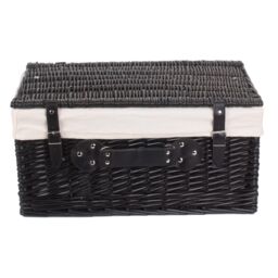 Red Hamper Wicker 51cm Empty Black Willow Picnic Basket With White Lining - thumbnail 3