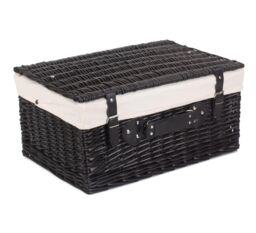 Red Hamper Wicker 51cm Empty Black Willow Picnic Basket With White Lining - thumbnail 2