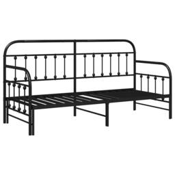 Berkfield Home Modern Daybed Frame with Trundle Black 80x200 cm Steel - thumbnail 3